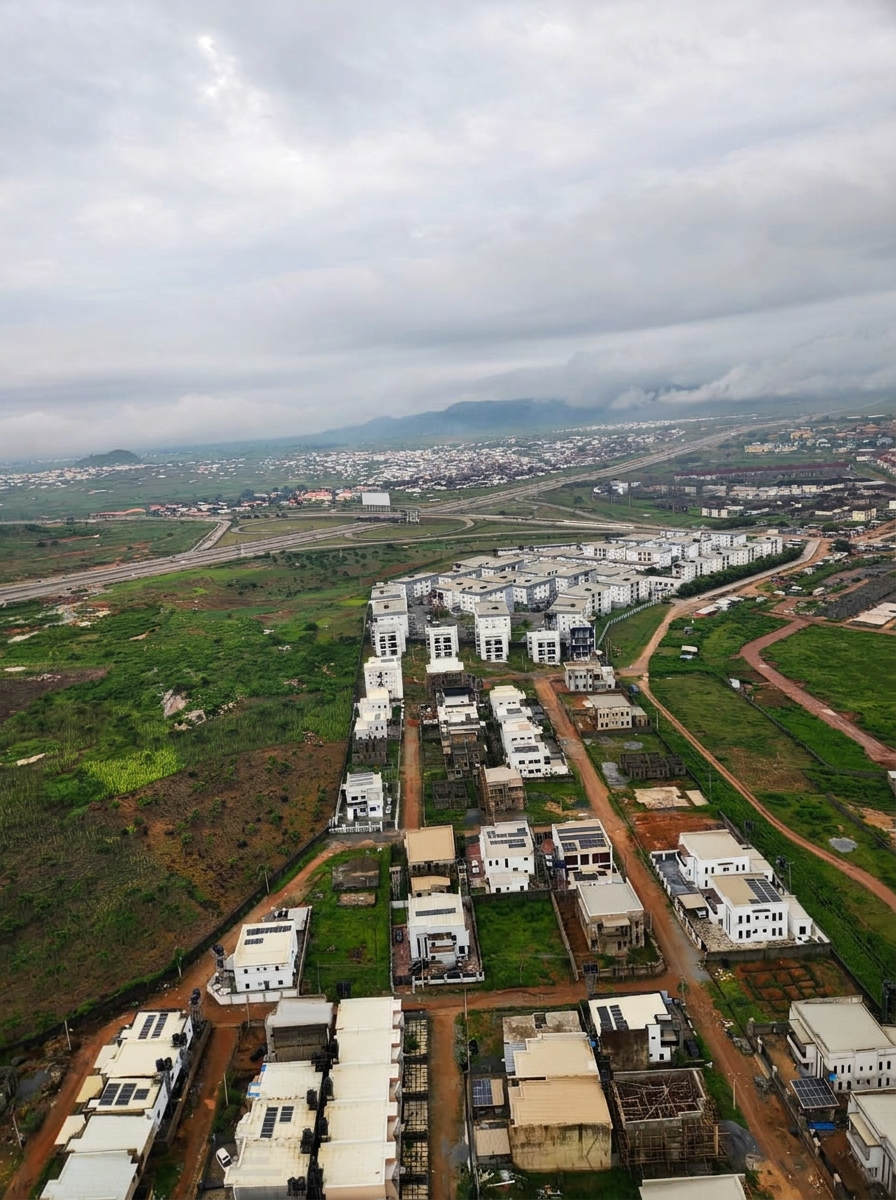 The city of Abuja spread out beneath a Skytrek balloon